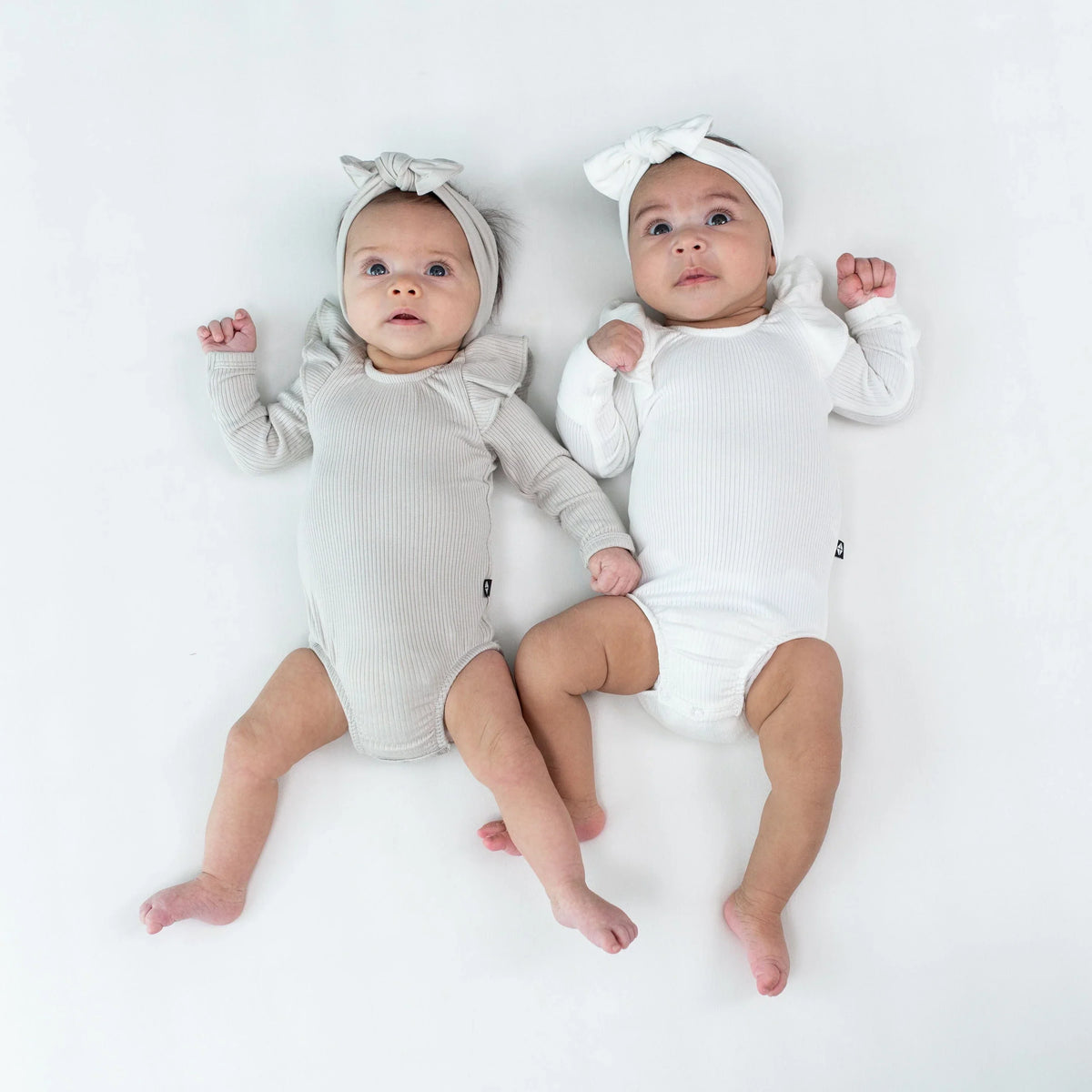 Ribbed Long Sleeve Ruffle Leotard in Oat