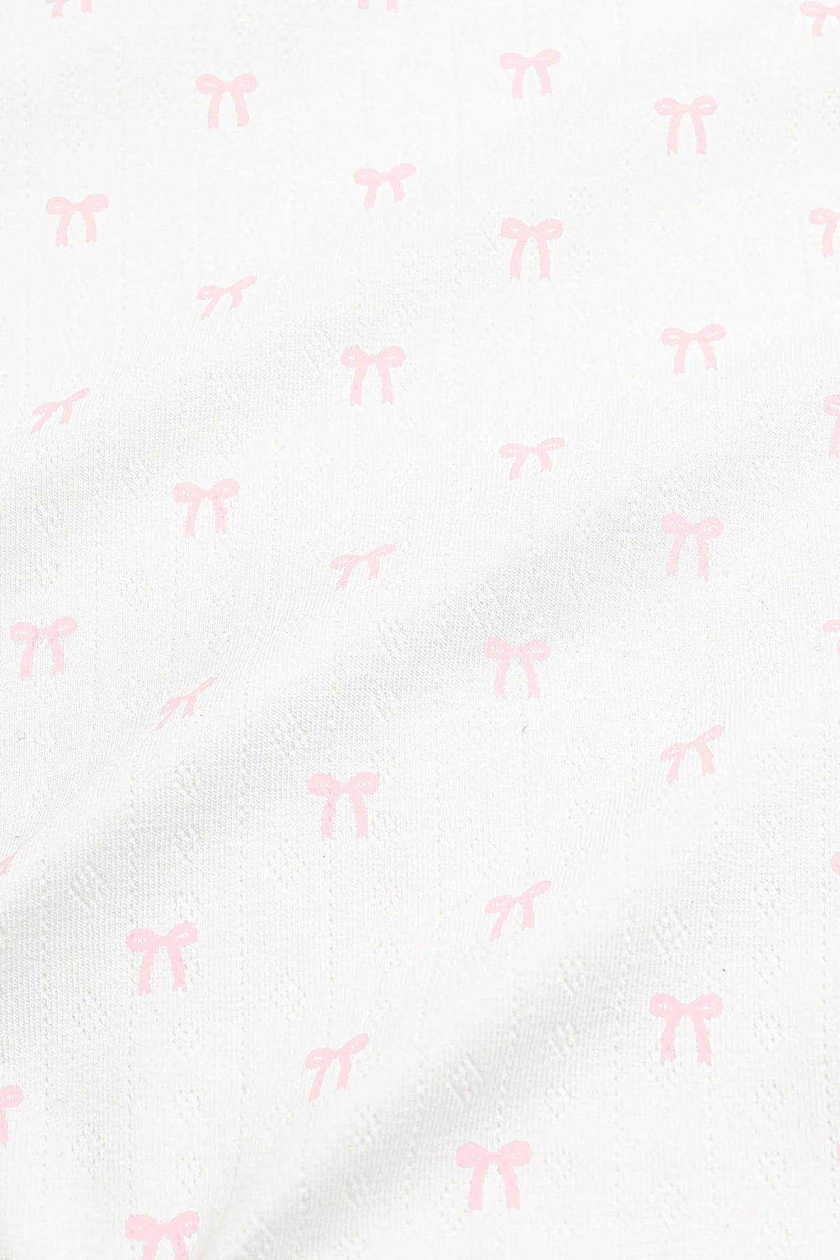 Pointelle Zippered Footie in Sweet Pink Bow