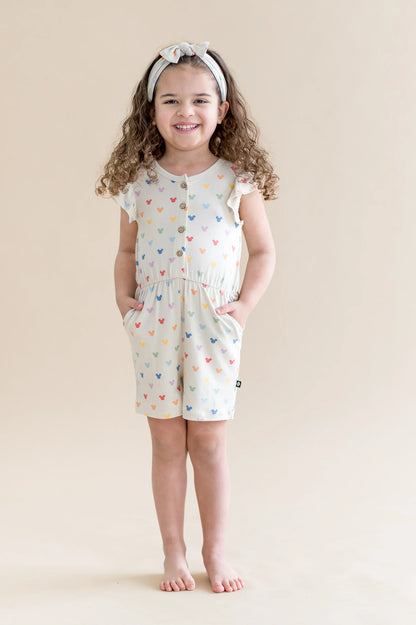 Flutter Sleeve Romper in Pastel Mickey Mouse
