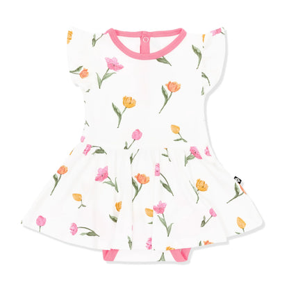Twirl Bodysuit Dress in Tulip