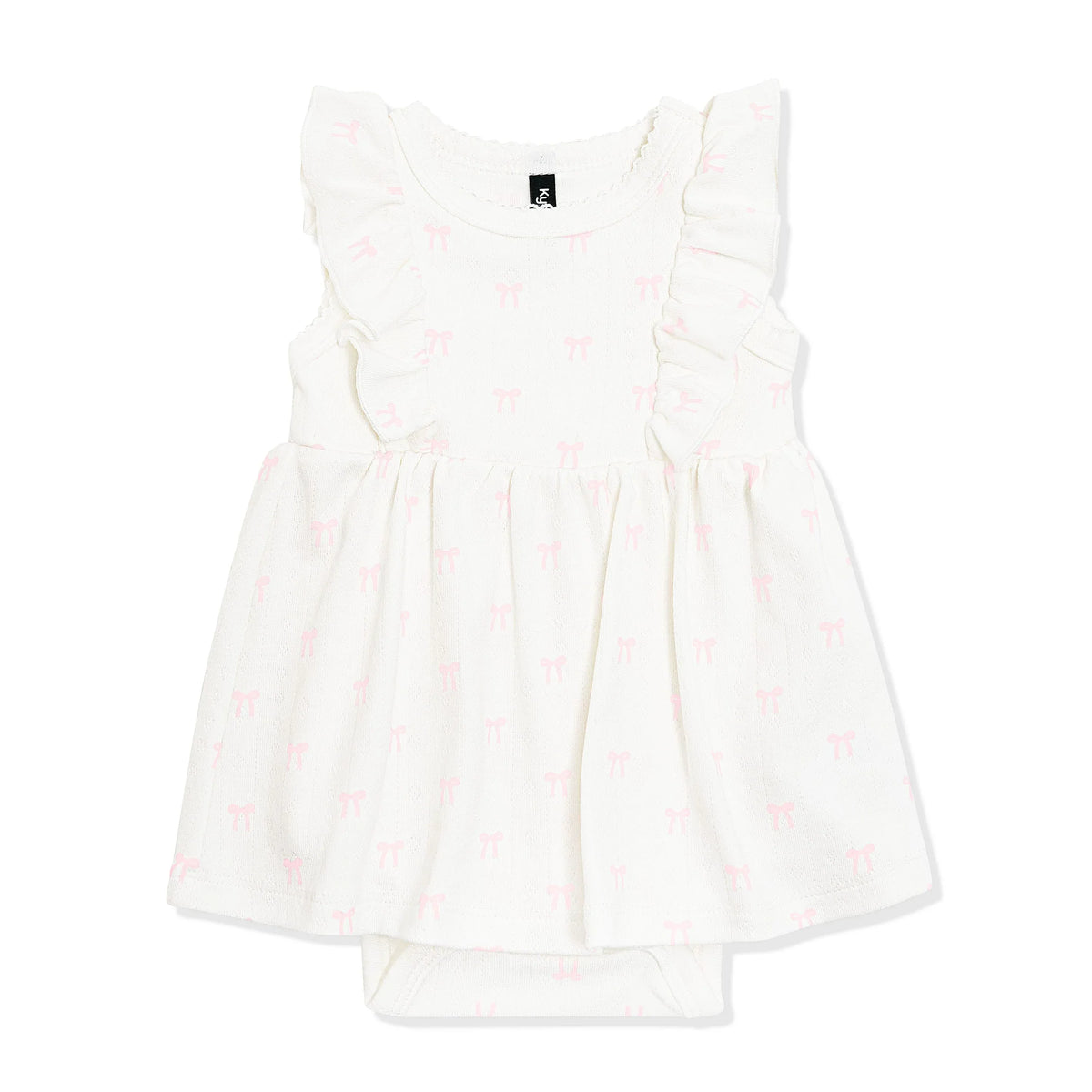 Pointelle Bodysuit Dress in Sweet Pink Bow