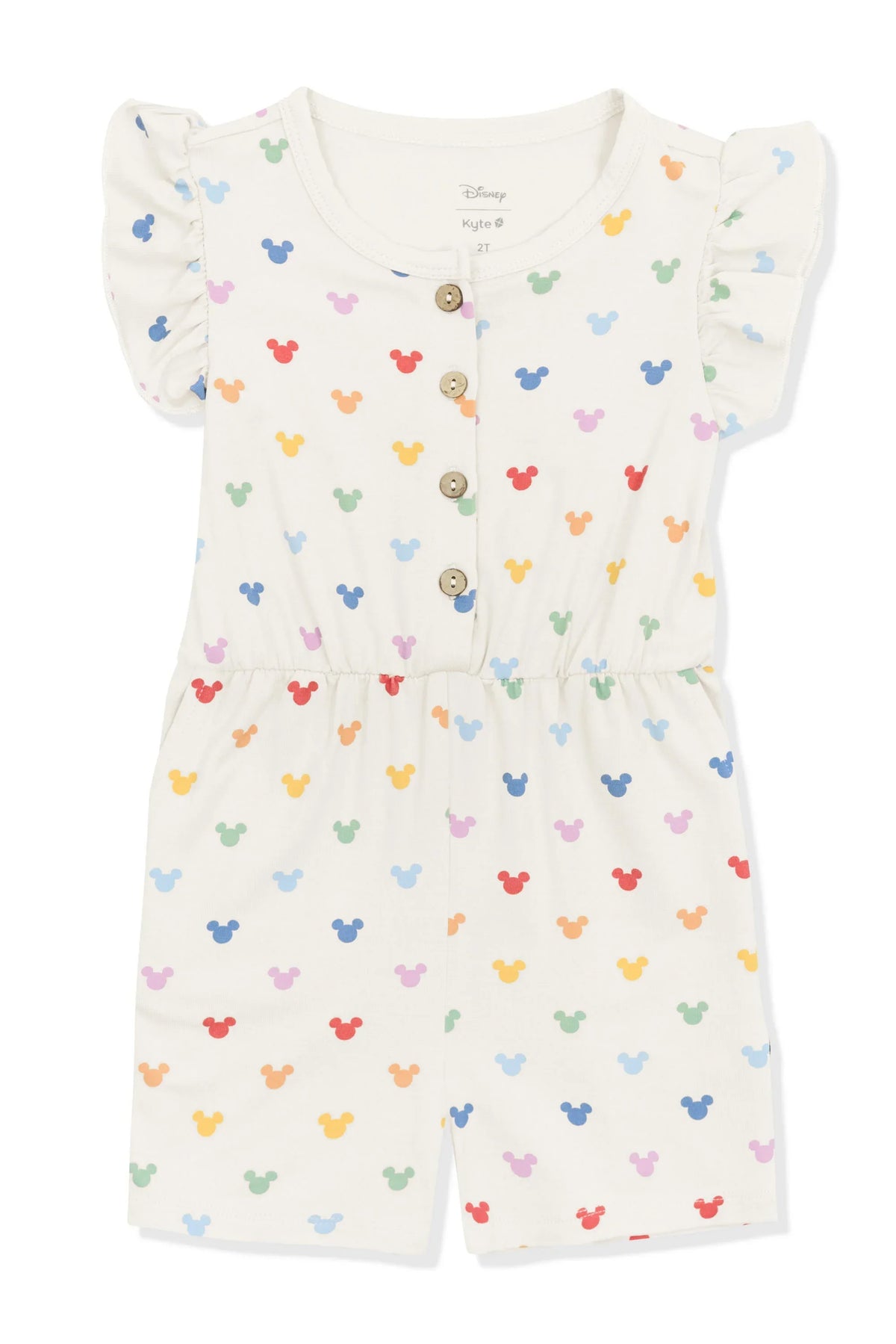 Flutter Sleeve Romper in Pastel Mickey Mouse