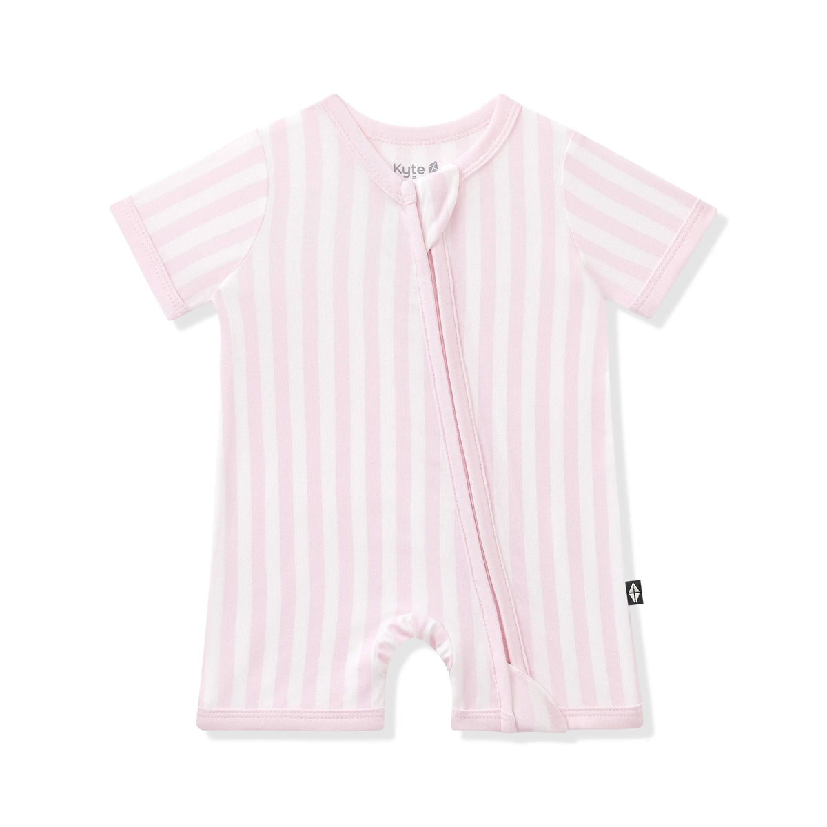 Zipper Shortall Romper in Small Sakura Stripe