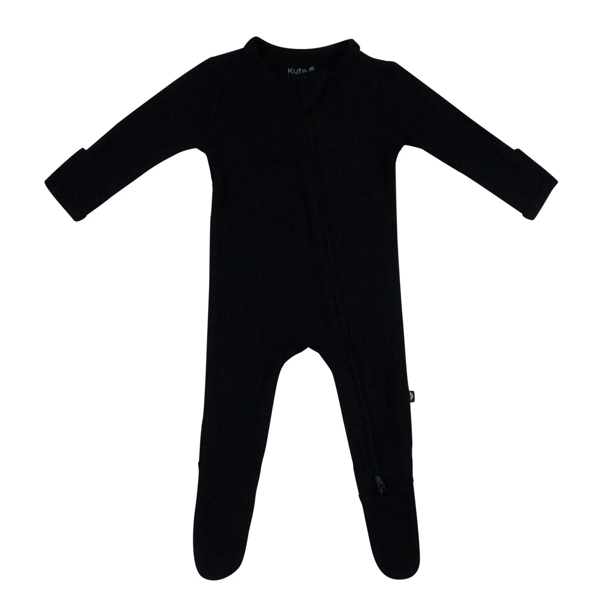 Ribbed Zipper Footie in Midnight