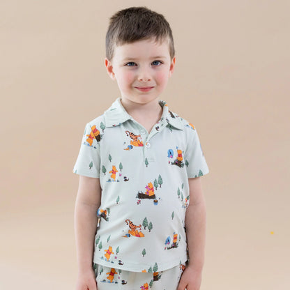 Toddler Short Sleeve Polo in Winnie the Pooh Hundred Acre Wood