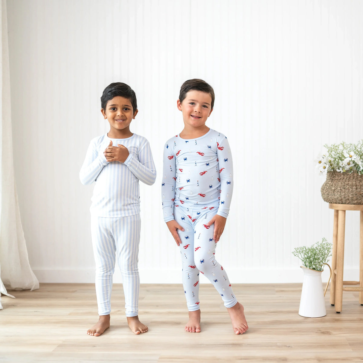 Long Sleeve Pajamas in Small Mist Stripe