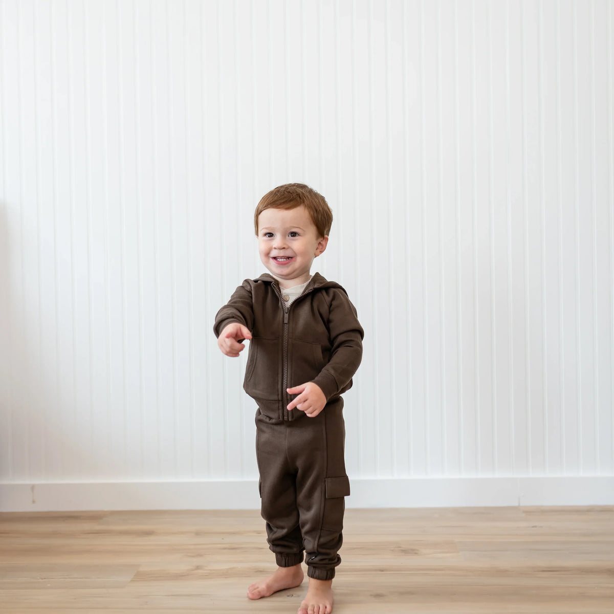 Fleece Zip Up Hoodie in Espresso