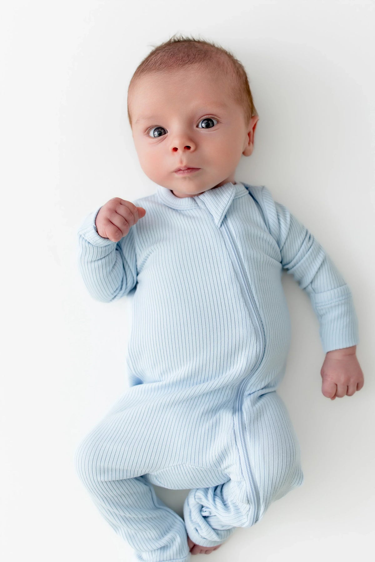 Ribbed Zipper Romper in Breeze
