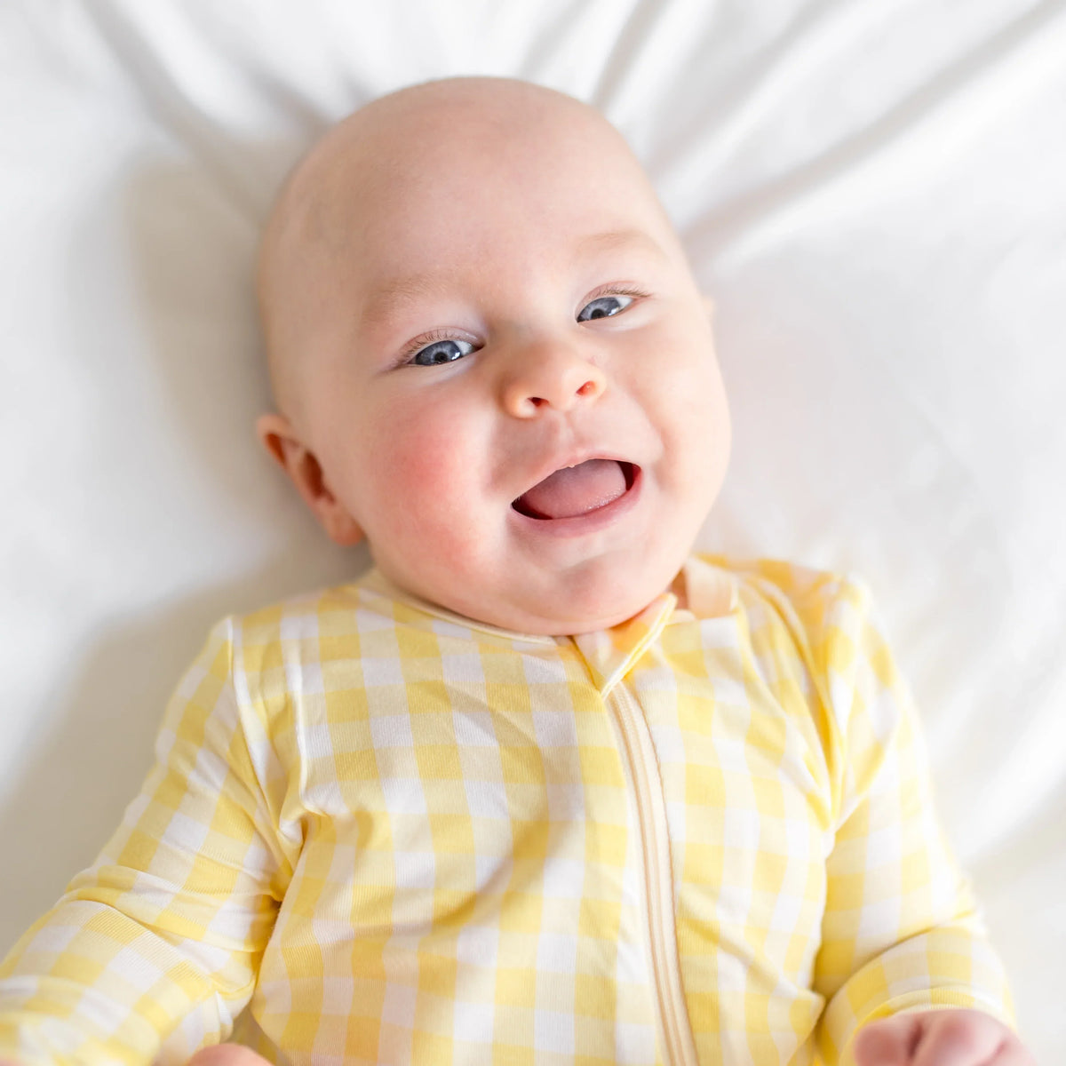 Zippered Romper in Gingham Chamomile