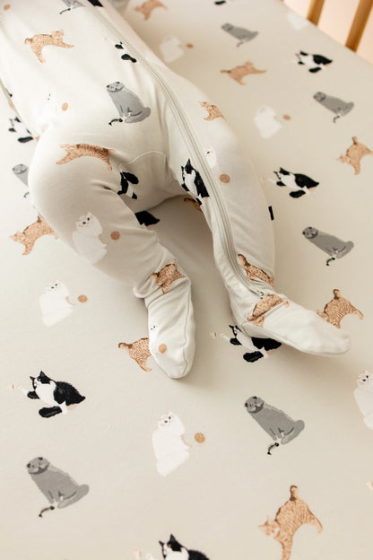 Zippered Footie in Fluffy Cat
