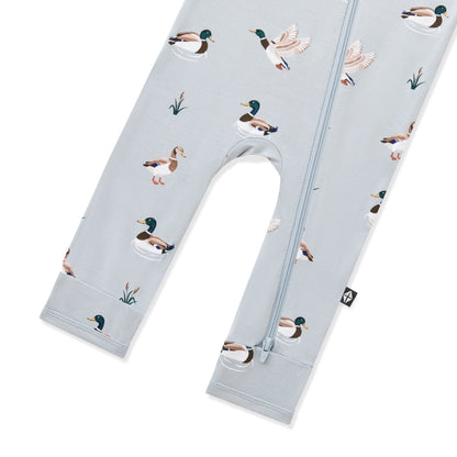 Zippered Romper in Mallard Duck