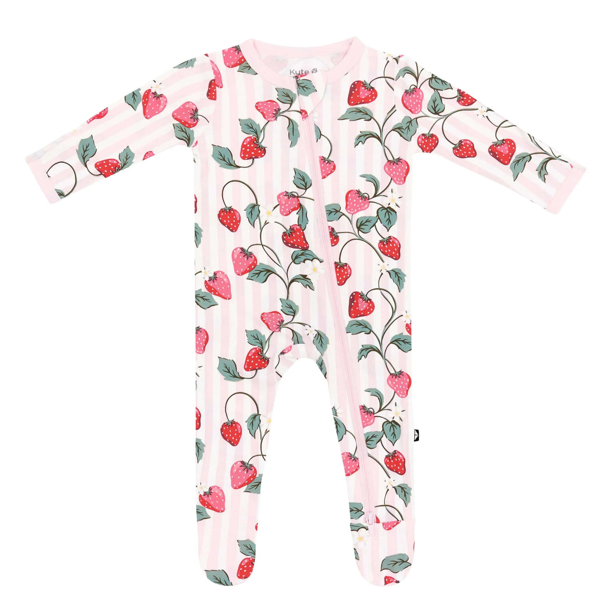 Zippered Footie in Strawberry Fields