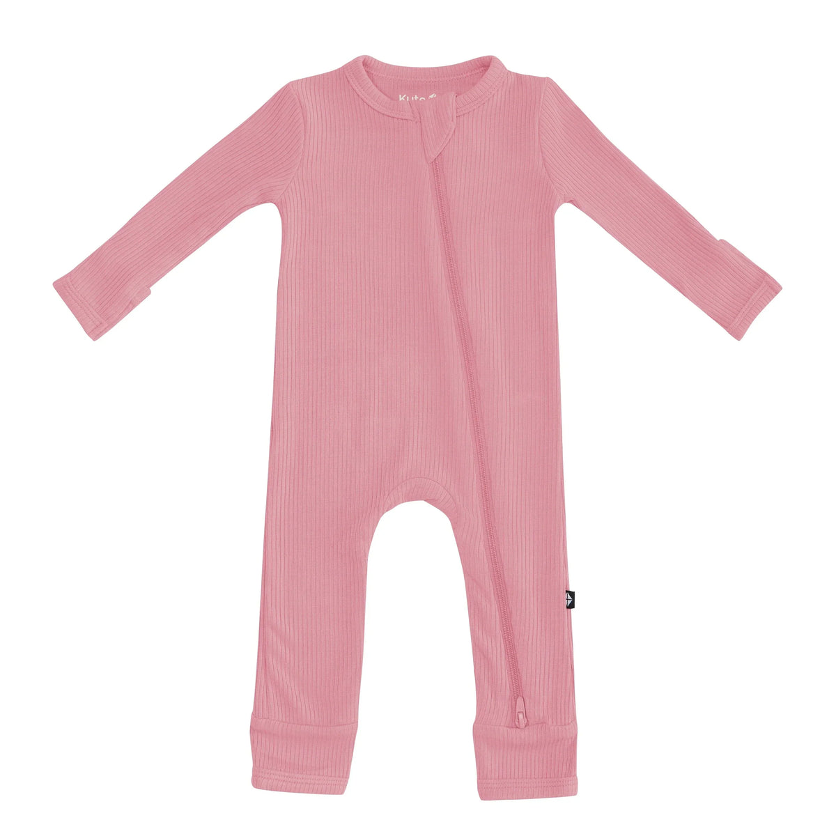 Ribbed Zipper Romper in Apple Blossom