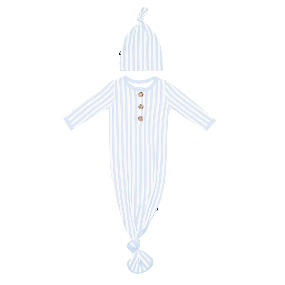 Knotted Gown with Hat Set in Small Mist Stripe