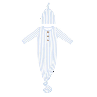 Knotted Gown with Hat Set in Small Mist Stripe