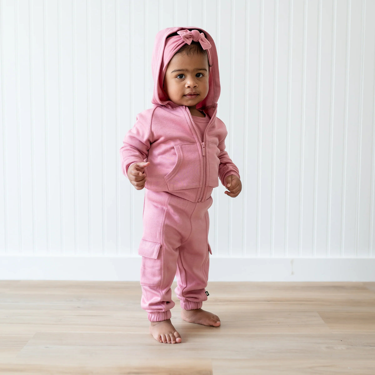 Fleece Zip Up Hoodie in Apple Blossom