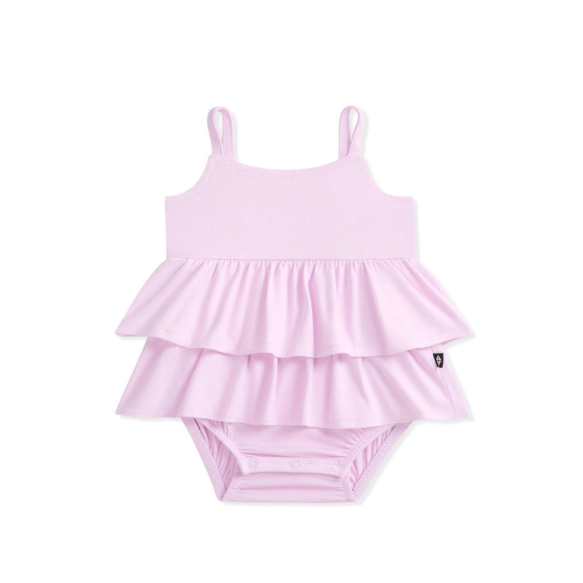 Spaghetti Strap Ruffle Romper in Thistle